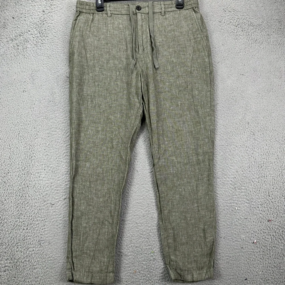 Banana Republic Linen Blend Pants Casual Mens 32X30 Green Athletic Drawstring